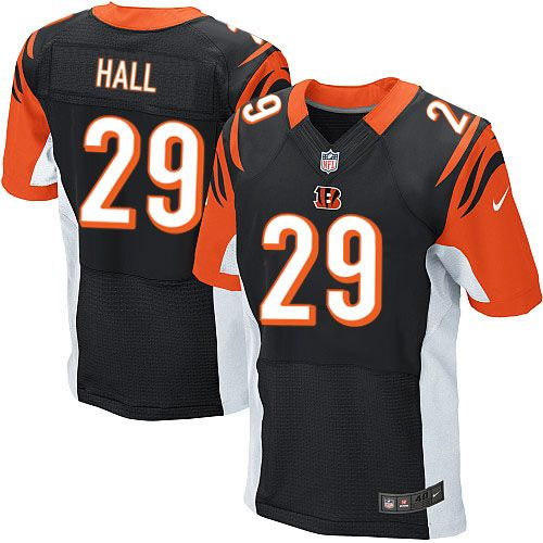 Nike Cincinnati Bengals #29 Leon Hall Black Jerseys(Elite)