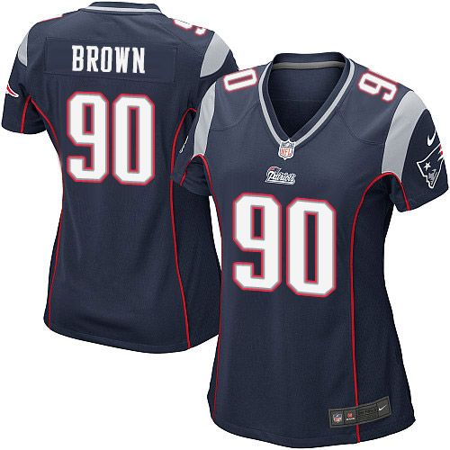 Women Nike New England Patriots #90 Malcom Brown Navy Blue Jerseys