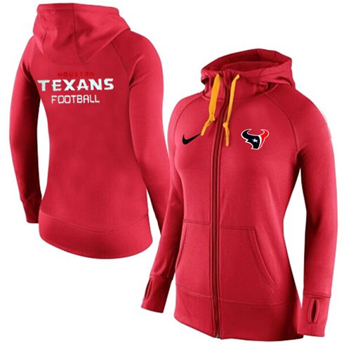 Women Nike Houston Texans Full-Zip Performance Hoodie Red