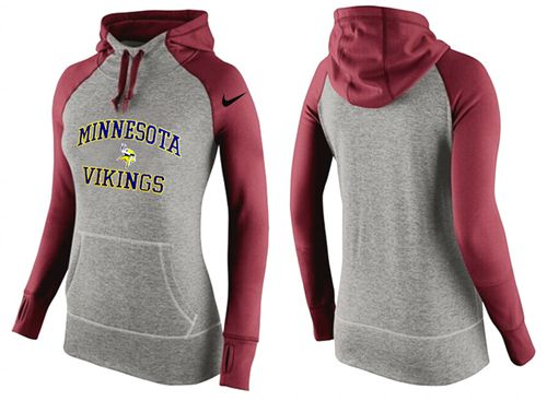 Women Nike Minnesota Vikings Performance Hoodie Grey & Red