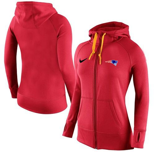 Women Nike New England Patriots Full-Zip Performance Hoodie Red