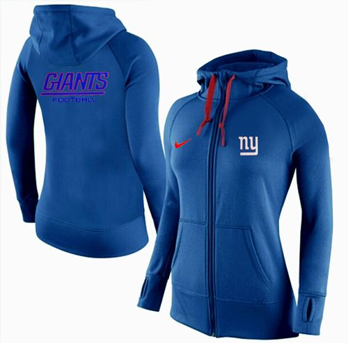 Women Nike New York Giants Full-Zip Performance Hoodie Blue