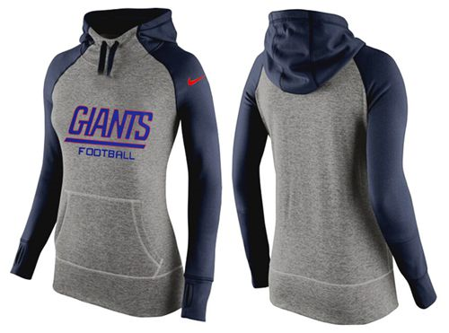 Women Nike New York Giants Performance Hoodie Grey & Dark Blue