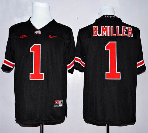 NCAA Ohio State Buckeyes #1 Braxton Miller Black(Red No.) Jerseys