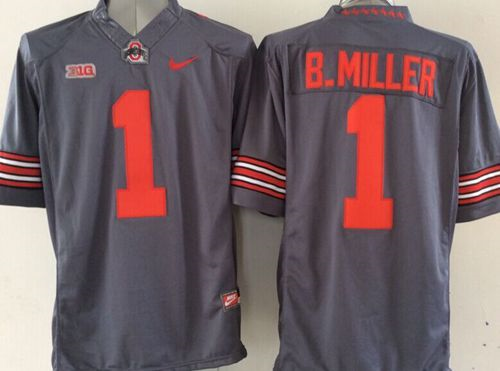 NCAA Ohio State Buckeyes #1 Braxton Miller Grey Jerseys