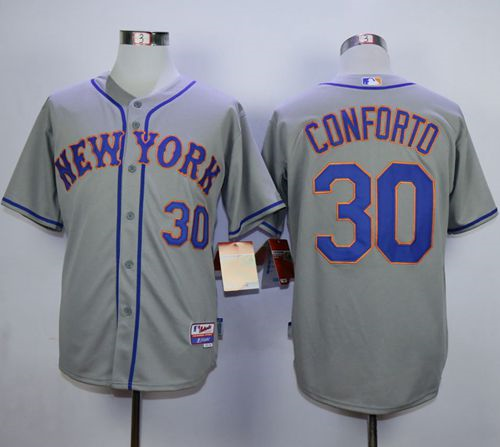 MLB New York Mets #30 Michael Conforto Grey Road Cool Base Jerseys