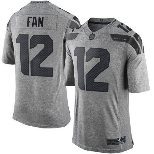 Nike Seattle Seahawks #12 Fan Gray Gridiron Gray Jerseys(Limited)