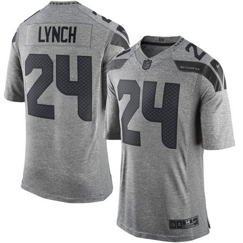 Nike Seattle Seahawks #24 Marshawn Lynch Gray Gridiron Gray Jerseys(Limited)