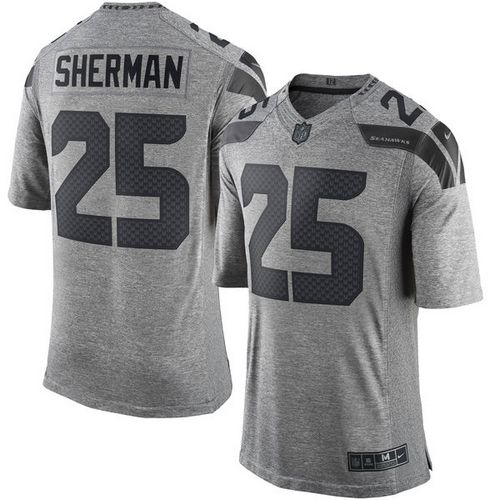 Nike Seattle Seahawks #25 Richard Sherman Gray Gridiron Gray Jerseys(Limited)