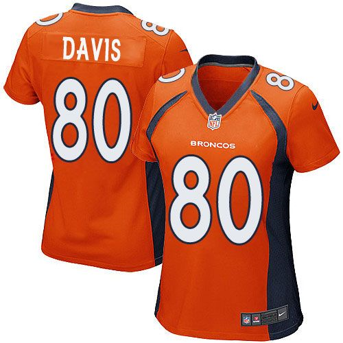 Women Nike Denver Broncos #80 Vernon Davis Orange jerseys