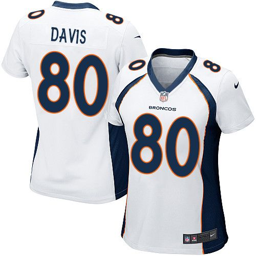 Women Nike Denver Broncos #80 Vernon Davis white jerseys