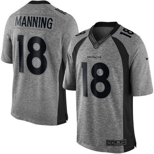 Nike Denver Broncos #18 Peyton Manning Gray Gridiron Gray Jerseys(Limited)