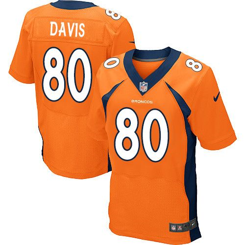 Nike Denver Broncos #80 Vernon Davis Orange Jerseys(Elite)