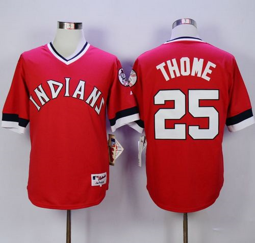 Cleveland Indians #25 Jim Thome Red 1978 Turn Back The Clock Stitched MLB Jersey