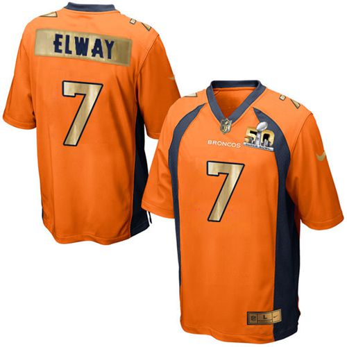 Nike Denver Broncos #7 John Elway Orange Team Color Men's Stitched NFL Game Super Bowl 50 Collection Jersey