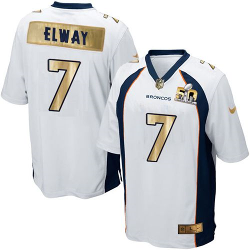 Nike Denver Broncos #7 John Elway White Men's Stitched NFL Game Super Bowl 50 Collection Jersey