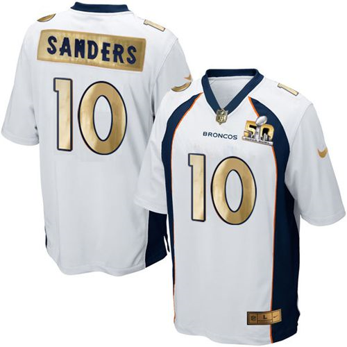 Nike Denver Broncos #10 Emmanuel Sanders White Men's Stitched NFL Game Super Bowl 50 Collection Jersey