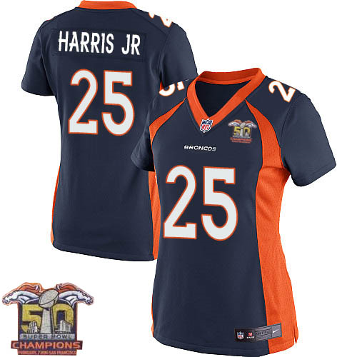 Women's Nike Broncos #25 Chris Harris Jr Navy Blue NFL Alternate Super Bowl 50 Elite Jersey