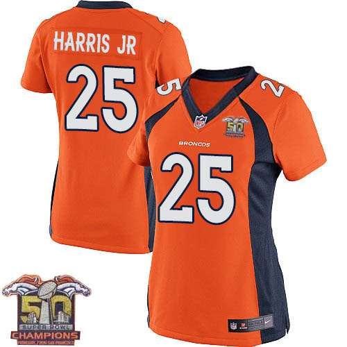 Women's Nike Broncos #25 Chris Harris Jr Orange NFL Home Super Bowl 50 Champions Elite Jersey