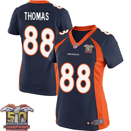Women's Nike Broncos #88 Demaryius Thomas Navy Blue NFL Alternate Super Bowl 50 Champions Elite Jersey