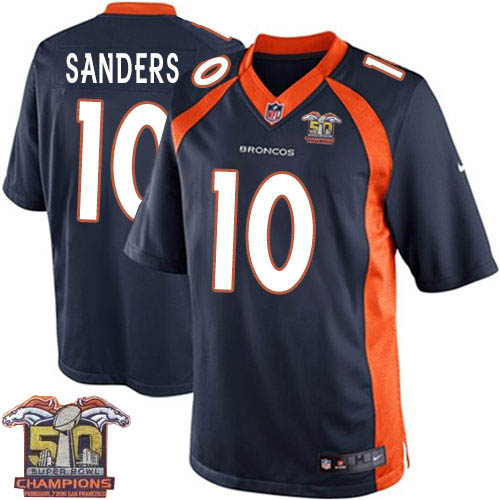 Youth Nike Broncos #10 Emmanuel Sanders Navy Blue NFL Alternate Super Bowl 50 Champions Elite Jersey