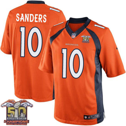 Youth Nike Broncos #10 Emmanuel Sanders Orange NFL Home Super Bowl 50 Champions Elite Jersey