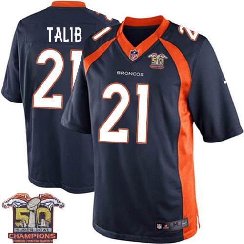Youth Nike Broncos #21 Aqib Talib Navy Blue NFL Alternate Super Bowl 50 Champions Elite Jersey