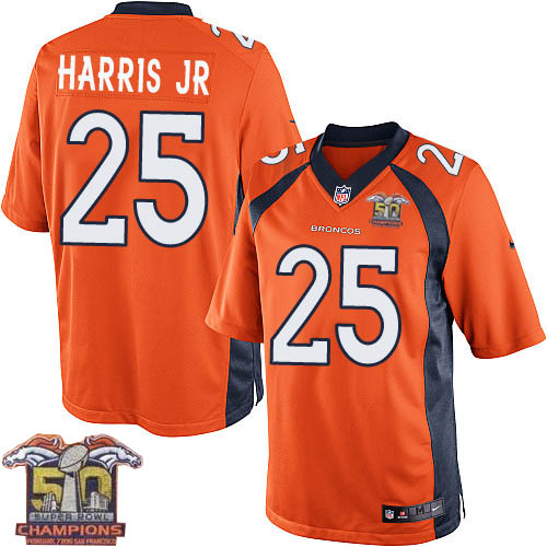 Youth Nike Broncos #25 Chris Harris Jr Orange NFL Home Super Bowl 50 Champions Elite Jersey