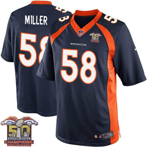 Youth Nike Broncos #58 Von Miller Navy Blue NFL Alternate Super Bowl 50 Champions Elite Jersey