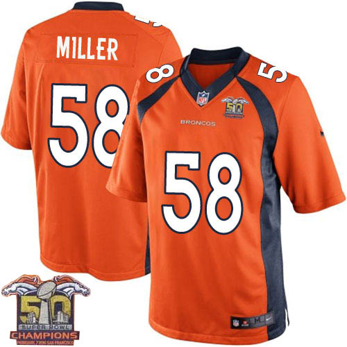 Youth Nike Broncos #58 Von Miller Orange NFL Home Super Bowl 50 Champions Elite Jersey