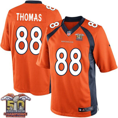 Youth Nike Broncos #88 Demaryius Thomas Orange NFL Home Super Bowl 50 Champions Elite Jersey