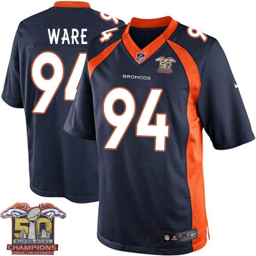 Youth Nike Broncos #94 DeMarcus Ware Navy Blue NFL Alternate Super Bowl 50 Champions Elite Jersey