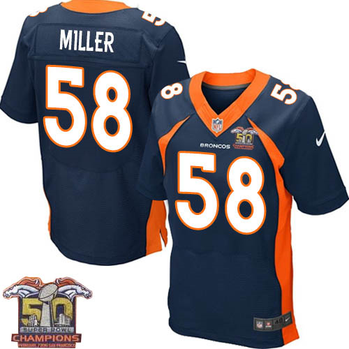 Nike Denver Broncos #58 Von Miller Men Navy Blue NFL Alternate Super Bowl 50 Champions Elite Jersey