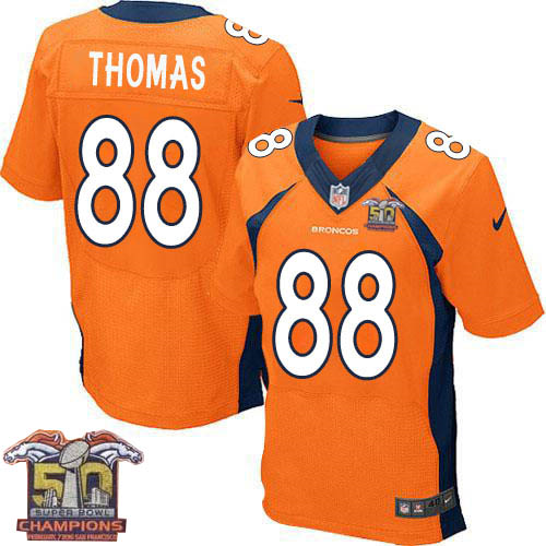 Nike Denver Broncos #88 Demaryius Thomas Men Orange NFL Home Super Bowl 50 Champions Elite Jersey