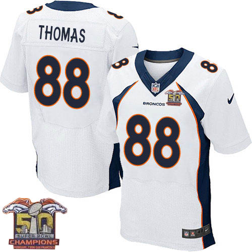 Nike Denver Broncos #88 Demaryius Thomas Men White NFL Road Super Bowl 50 Champions Elite Jersey
