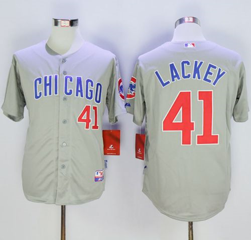 Chicago Cubs #41 John Lackey Grey Road Cool Base Stitched Baseball Jersey