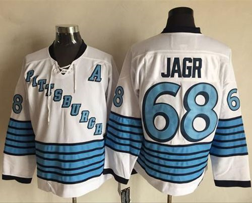 Pittsburgh Penguins #68 Jaromir Jagr White Light Blue CCM Throwback Stitched NHL Jersey