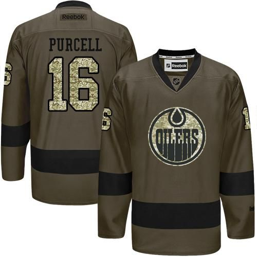 Edmonton Oilers #16 Teddy Purcell Green Salute to Service Stitched NHL Jersey