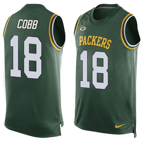 Nike Green Bay Packers #18 Randall Cobb Green Team Color Men's Stitched NFL Limited Tank Top Jersey