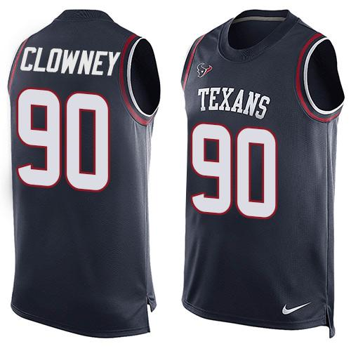 Nike Houston Texans #90 Jadeveon Clowney Navy Blue Team Color Men's Stitched NFL Limited Tank Top Jersey