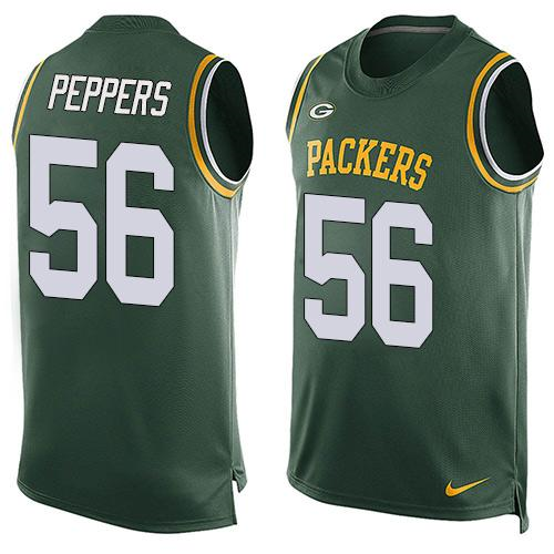 Nike Green Bay Packers #56 Julius Peppers Green Team Color Men's Stitched NFL Limited Tank Top Jersey