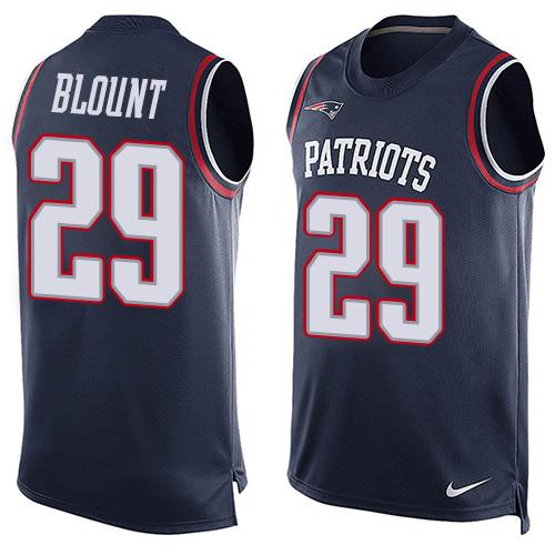 Nike New England Patriots #29 LeGarrette Blount Navy Blue Team Color Men's Stitched NFL Limited Tank Top Jersey