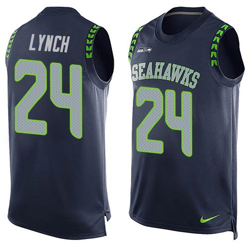 Nike Seattle Seahawks #24 Marshawn Lynch Steel Blue Team Color Men's Stitched NFL Limited Tank Top Jersey