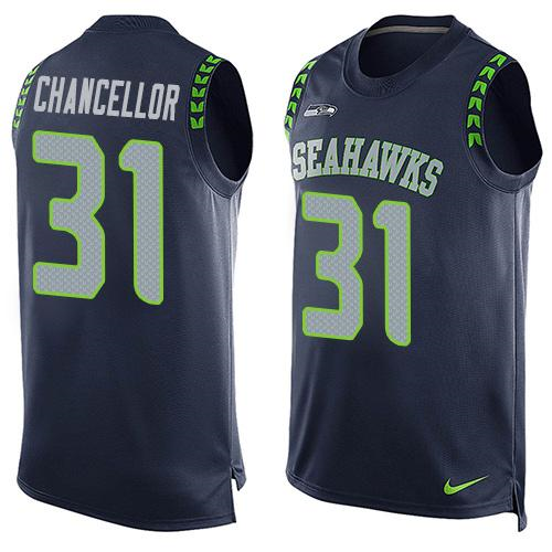 Nike Seattle Seahawks #31 Kam Chancellor Steel Blue Team Color Men's Stitched NFL Limited Tank Top Jersey