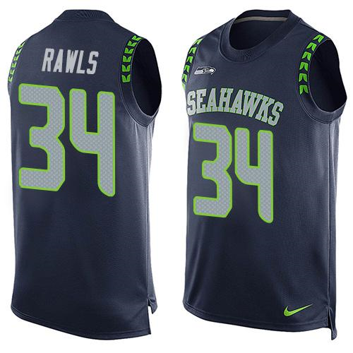 Nike Seattle Seahawks #34 Thomas Rawls Steel Blue Team Color Men's Stitched NFL Limited Tank Top Jersey