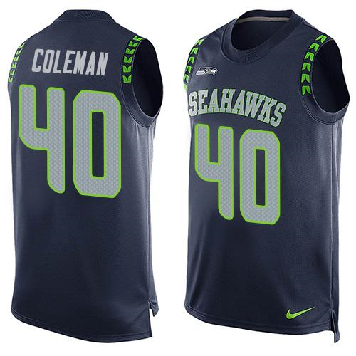 Nike Seattle Seahawks #40 Derrick Coleman Steel Blue Team Color Men's Stitched NFL Limited Tank Top Jersey