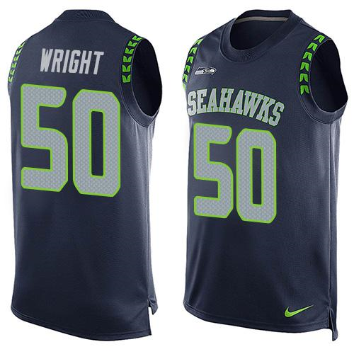 Nike Seattle Seahawks #50 K.J. Wright Steel Blue Team Color Men's Stitched NFL Limited Tank Top Jersey