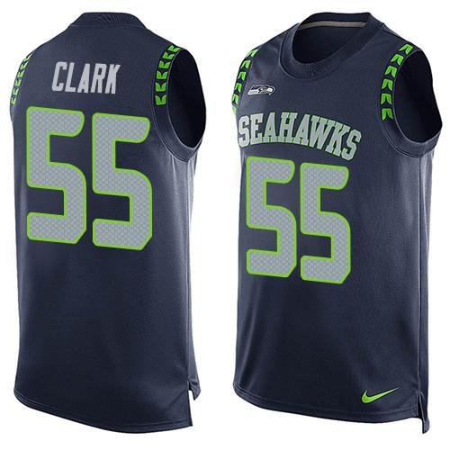 Nike Seattle Seahawks #55 Frank Clark Steel Blue Team Color Men's Stitched NFL Limited Tank Top Jersey