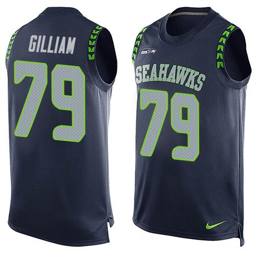 Nike Seattle Seahawks #79 Garry Gilliam Steel Blue Team Color Men's Stitched NFL Limited Tank Top Jersey