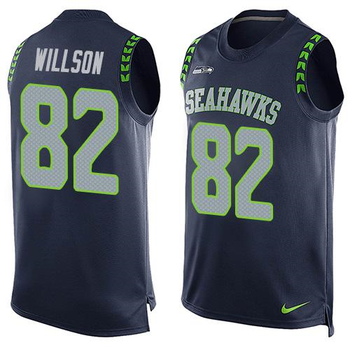 Nike Seattle Seahawks #82 Luke Willson Steel Blue Team Color Men's Stitched NFL Limited Tank Top Jersey